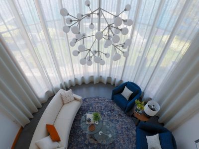 custom made line curtain for living room motorized remote control with smart system in dubai by window curtain shop