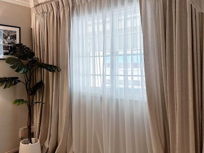custom made linen motorized curtains for living room dubai